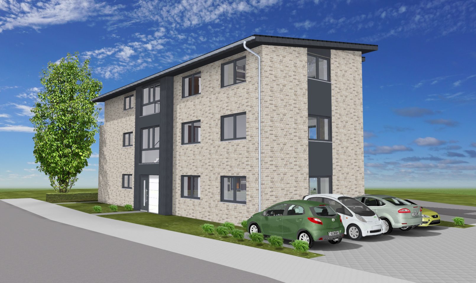 Neubau eines Mehrfamilienhauses in Rheine - Seitenansicht