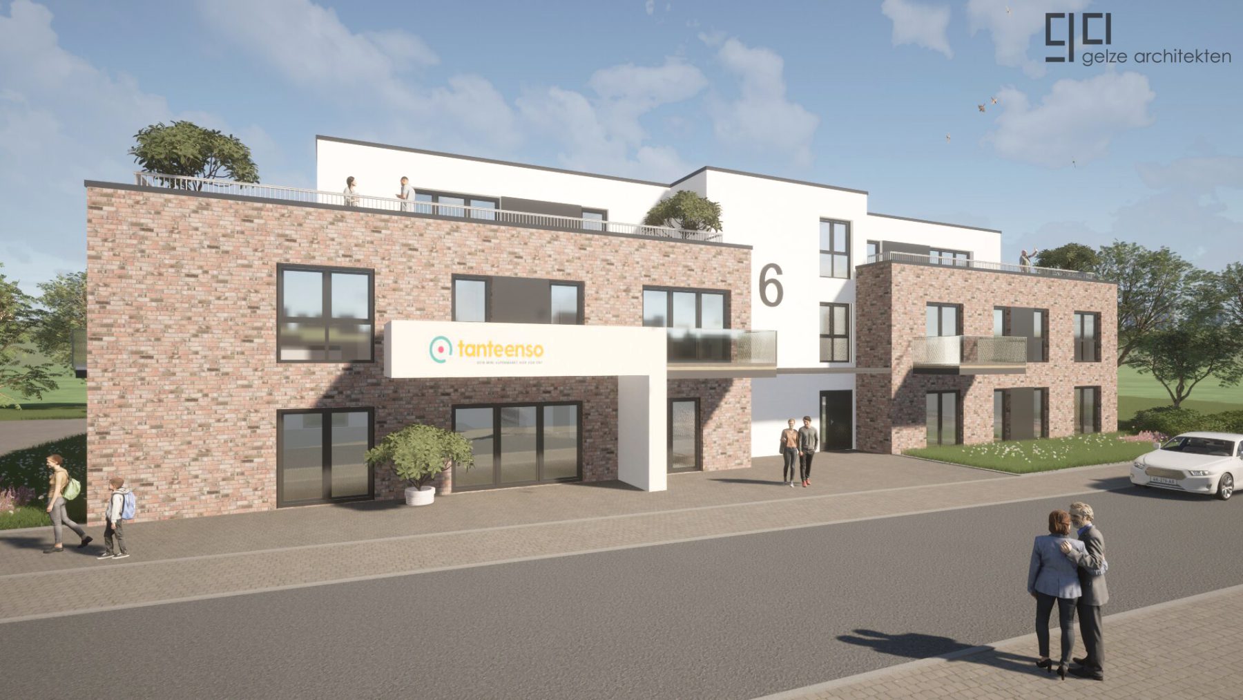 Neubau eines Wohn- und Geschäftshauses mit 14 Wohnungen und einer Gewerbeeinheit Visualisierung